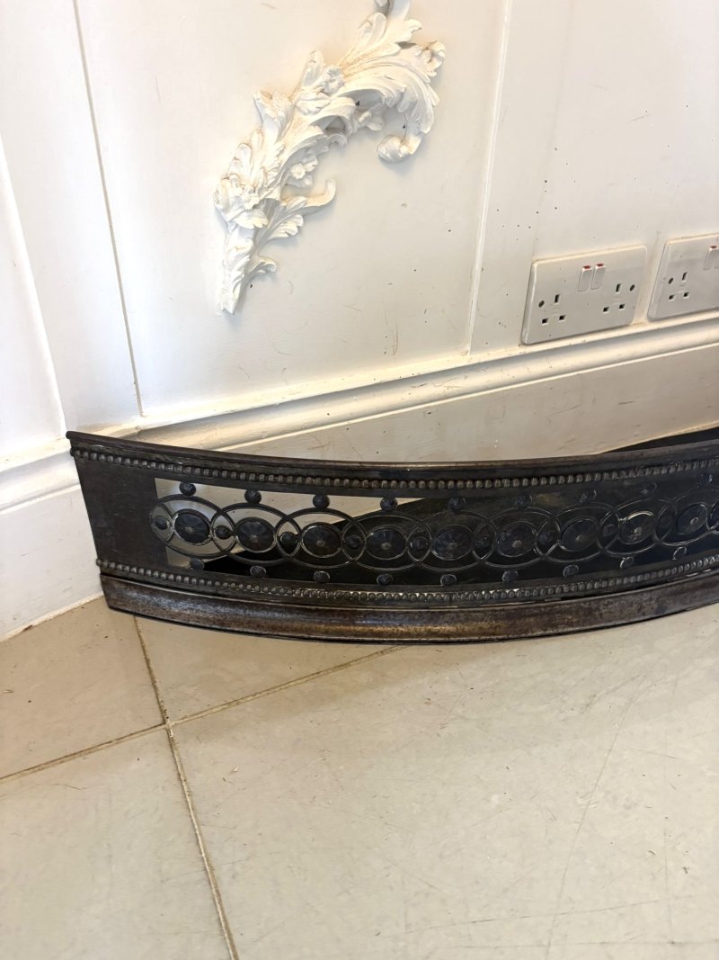 Antique George III Steel Fire Fender Pierced Decorative Serpentine Front - Image 6