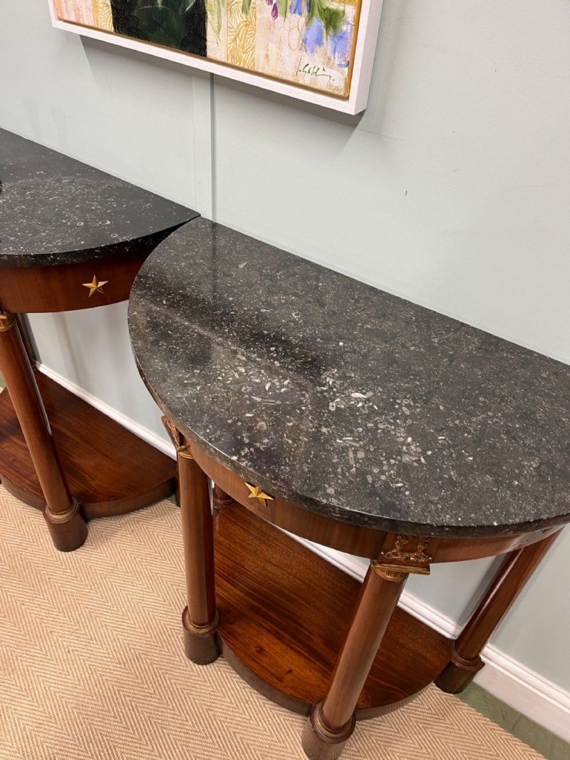 Pair Of 19th Century French Empire Style Consoles - Image 4