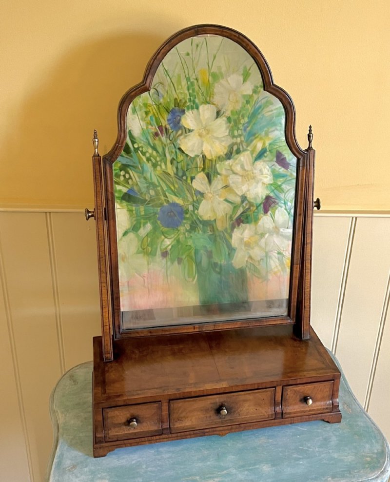 Edwardian Walnut Toilet Dressing Table Mirror