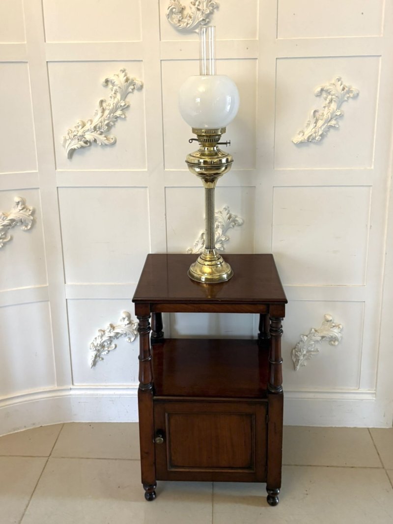 Antique English Victorian Mahogany Bedside Cupboard Pot Cupboard Lamp Table - Image 2