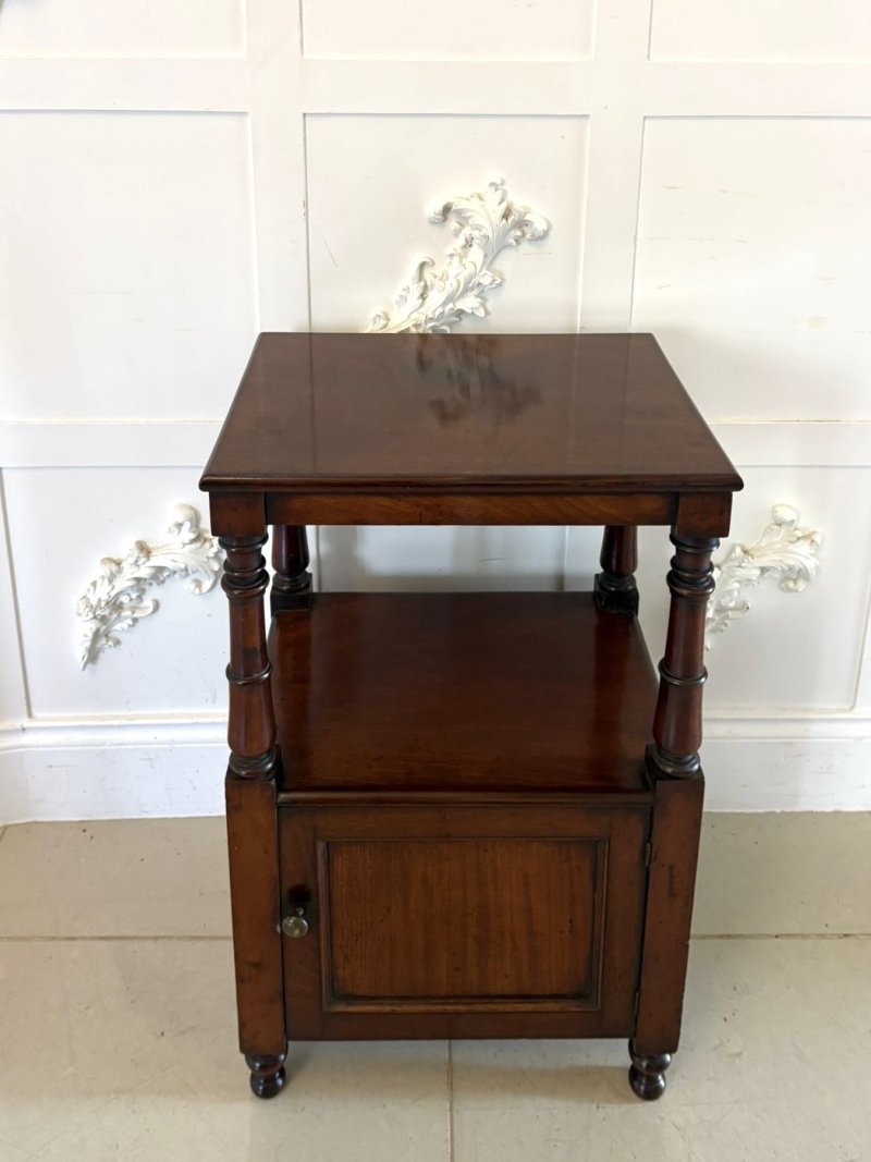 Antique English Victorian Mahogany Bedside Cupboard Pot Cupboard Lamp Table