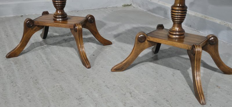 Pair English Walnut Inlaid Wine Tables - Image 4
