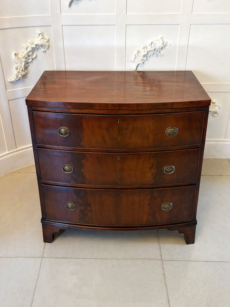 Antique Georgian Style Bow Front Chest of Drawers Figured Mahogany Brass Handles - Image 7