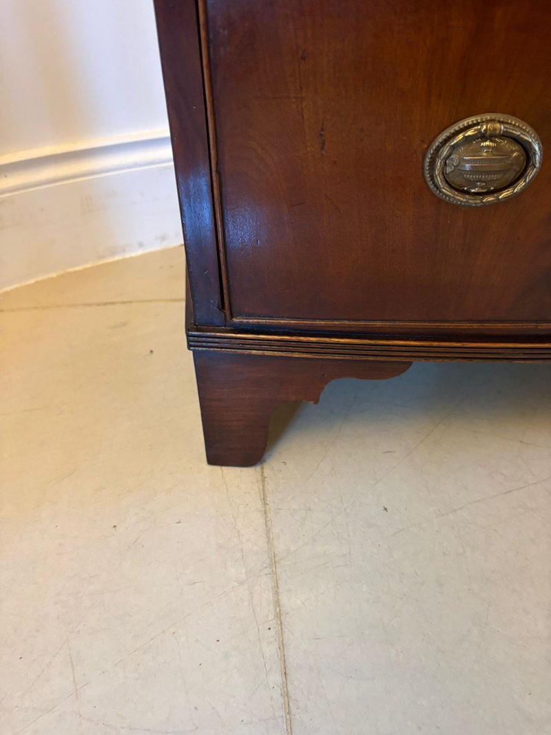 Antique Georgian Style Bow Front Chest of Drawers Figured Mahogany Brass Handles - Image 9