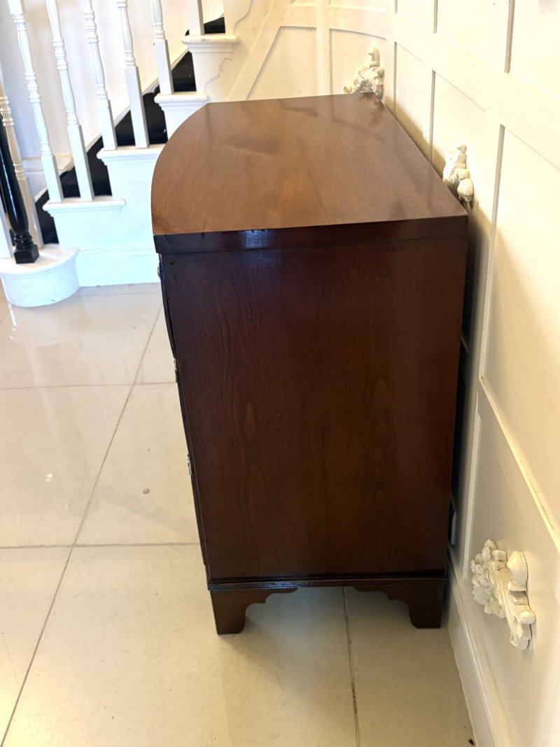 Antique Georgian Style Bow Front Chest of Drawers Figured Mahogany Brass Handles - Image 5