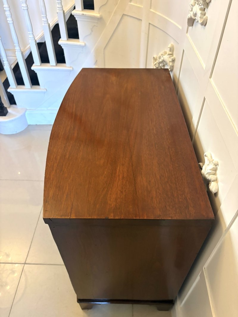 Antique Georgian Style Bow Front Chest of Drawers Figured Mahogany Brass Handles - Image 4