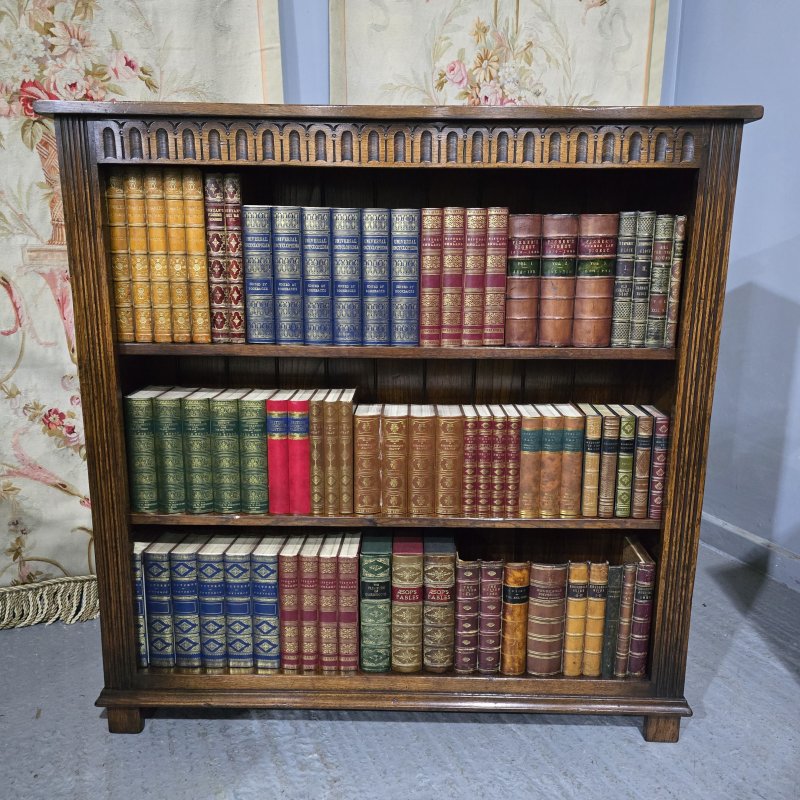 Solid Oak Open Adjustable Library Bookcase