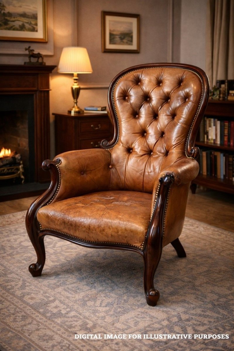 Victorian Leather Armchair - Image 11