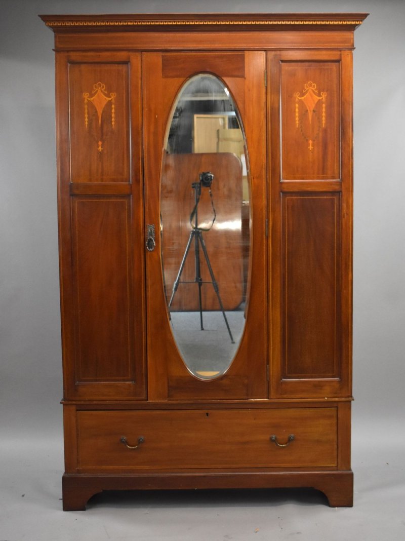 Edwardian Inlaid Mahogany Wardrobe