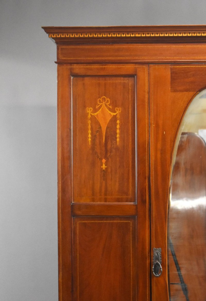 Edwardian Inlaid Mahogany Wardrobe - Image 3