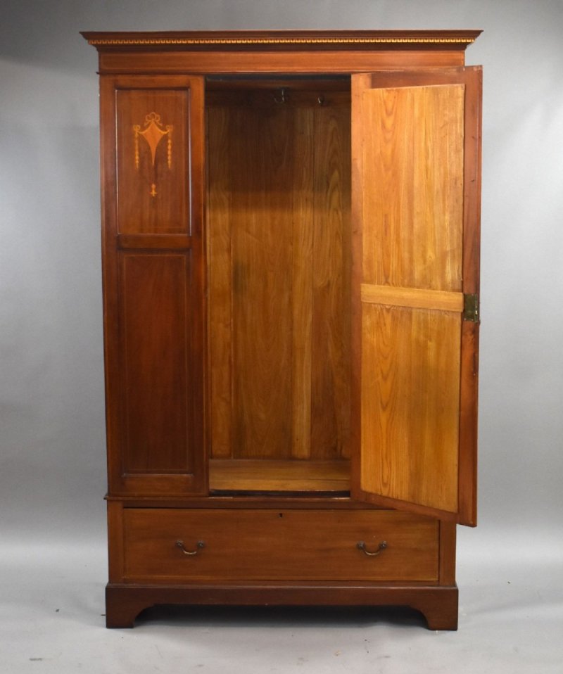 Edwardian Inlaid Mahogany Wardrobe - Image 7