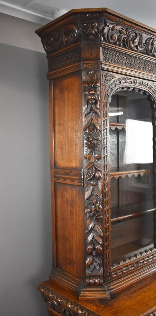 Victorian Carved Oak Bookcase - Image 2