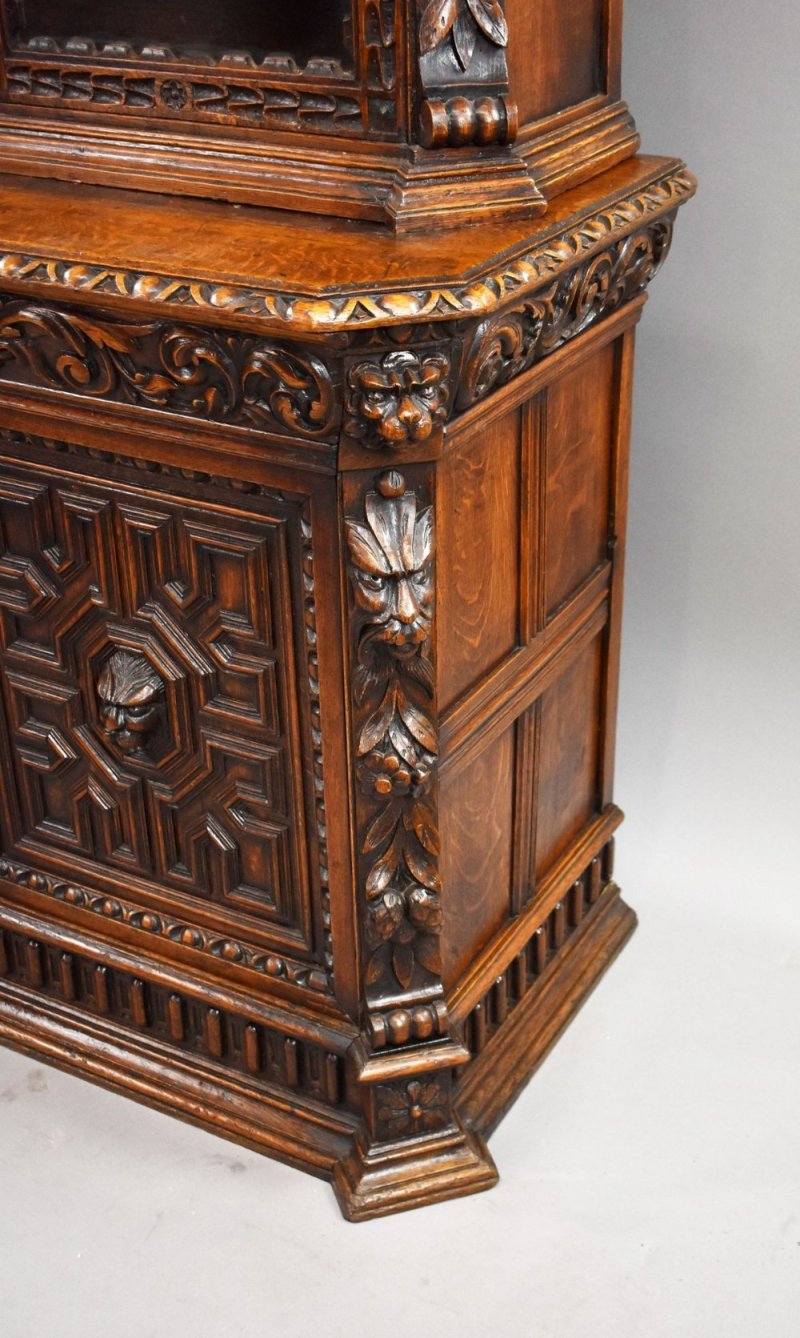 Victorian Carved Oak Bookcase - Image 9