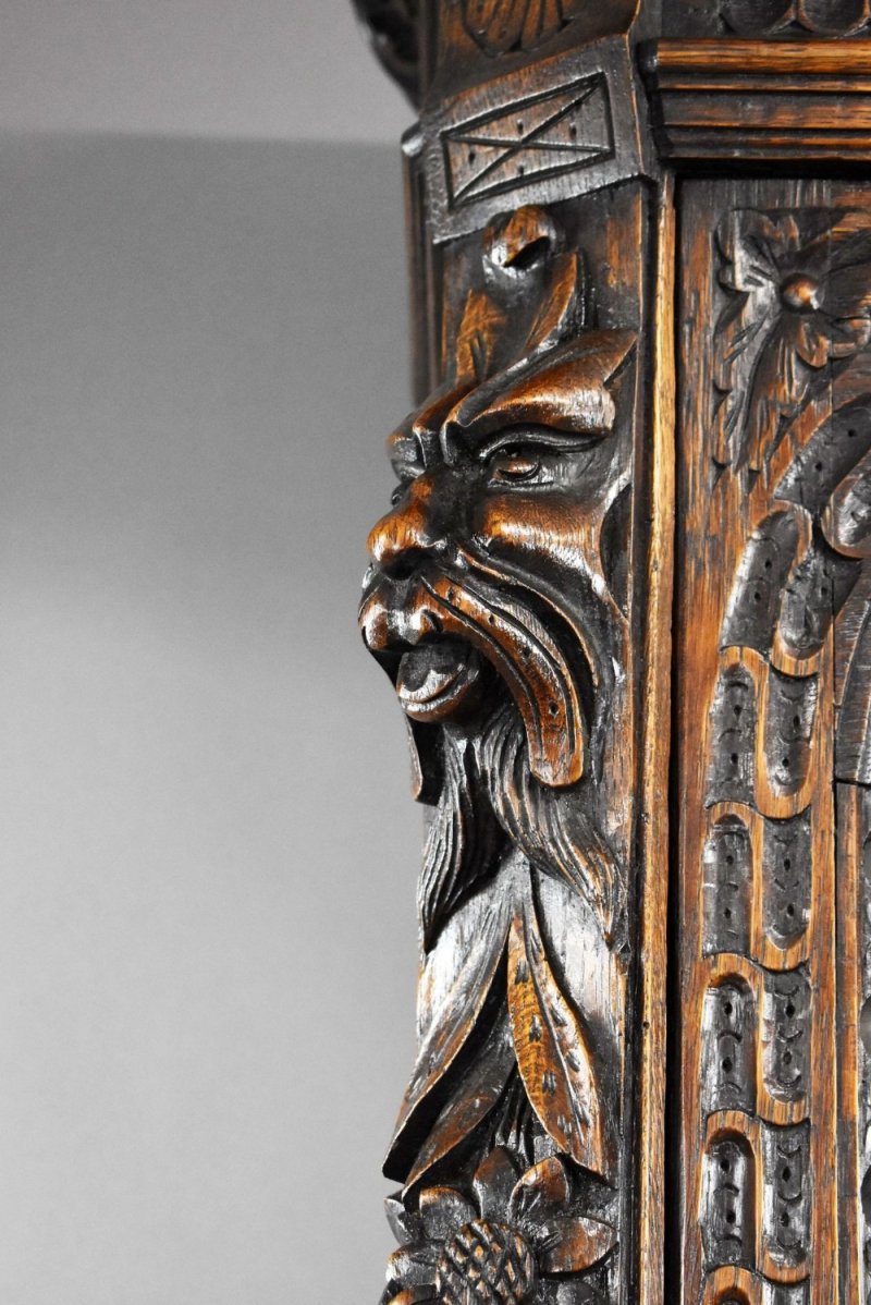 Victorian Carved Oak Bookcase - Image 11
