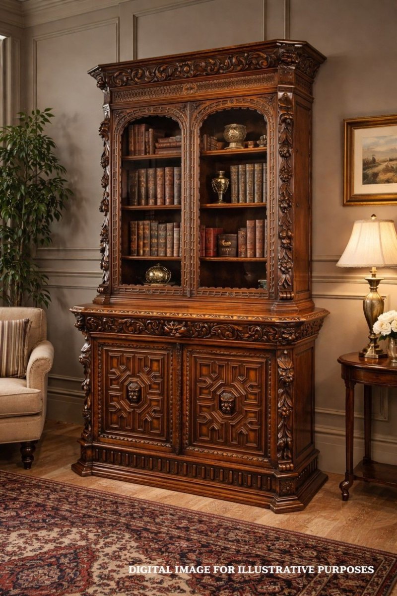 Victorian Carved Oak Bookcase - Image 12