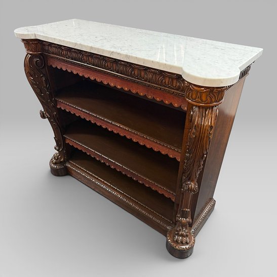 Antique William IV Rosewood Open Bookcase Marble Top Attributed Gillows - Image 3