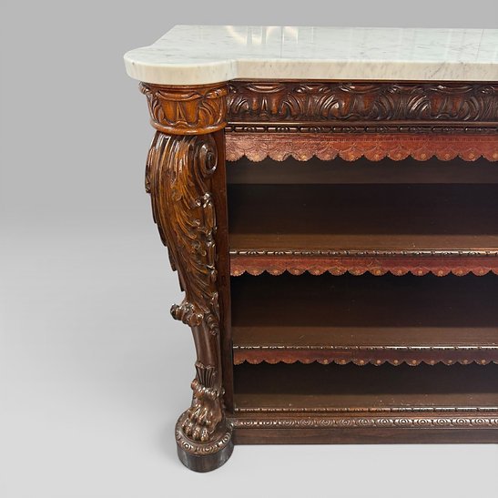 Antique William IV Rosewood Open Bookcase Marble Top Attributed Gillows - Image 5