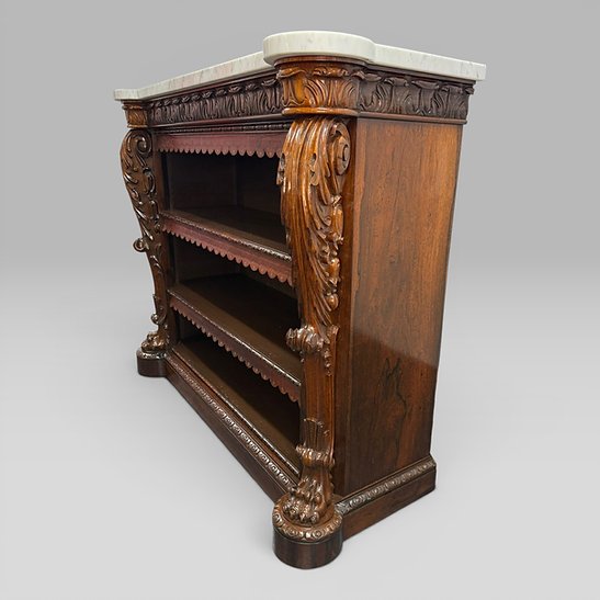 Antique William IV Rosewood Open Bookcase Marble Top Attributed Gillows - Image 8