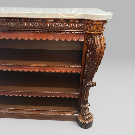 Antique William IV Rosewood Open Bookcase Marble Top Attributed Gillows - Image 6