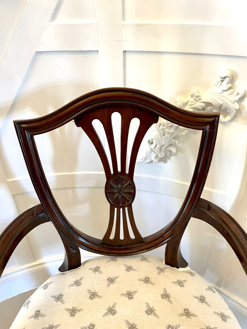 Antique Victorian Quality Hepplewhite Style Mahogany Armchair - Image 8