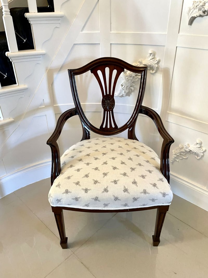 Antique Victorian Quality Hepplewhite Style Mahogany Armchair - Image 3
