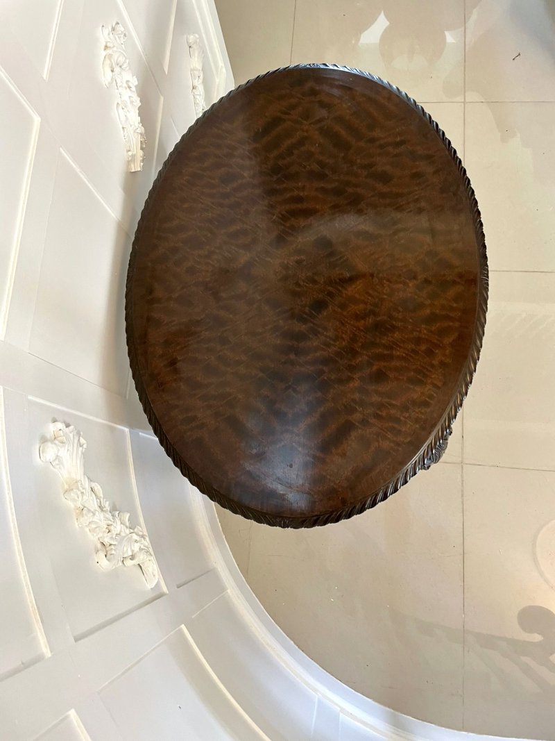 Antique Quality Oval Carved Mahogany Centre Table - Image 4
