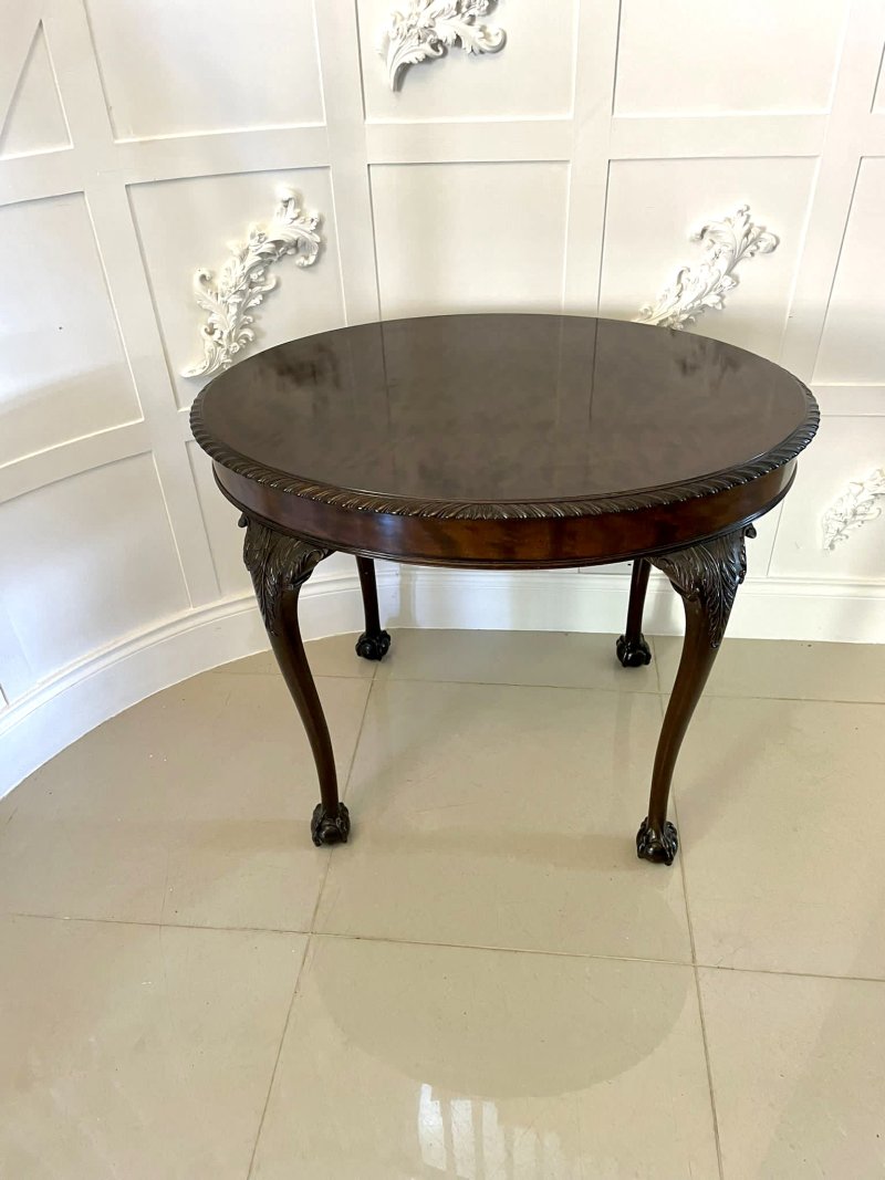 Antique Quality Oval Carved Mahogany Centre Table - Image 2