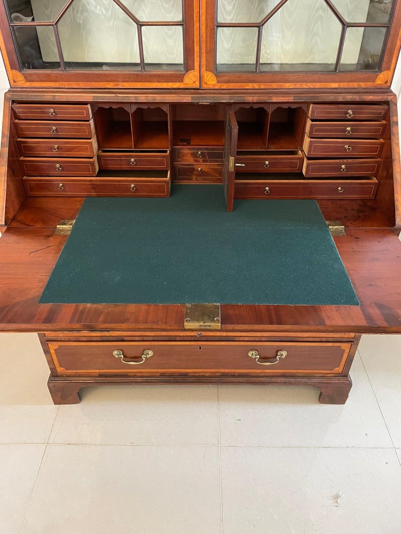 Outstanding Quality Antique George III Mahogany Inlaid Bureau Bookcase - Image 8