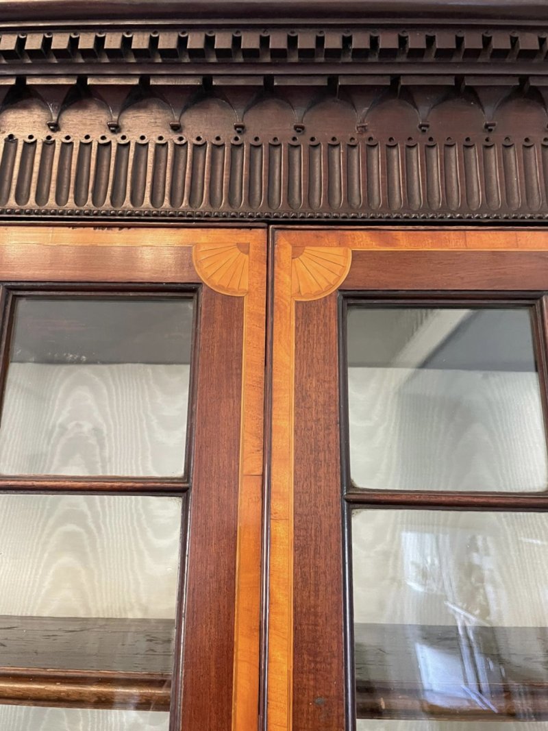 Outstanding Quality Antique George III Mahogany Inlaid Bureau Bookcase - Image 12