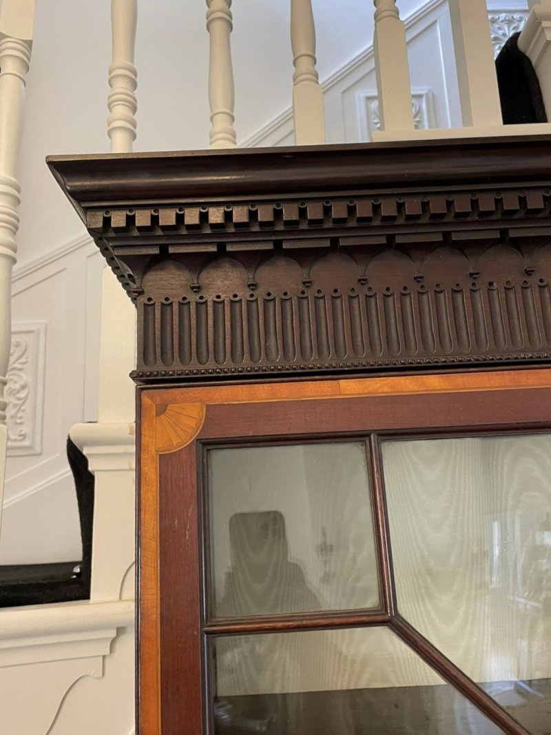 Outstanding Quality Antique George III Mahogany Inlaid Bureau Bookcase - Image 13