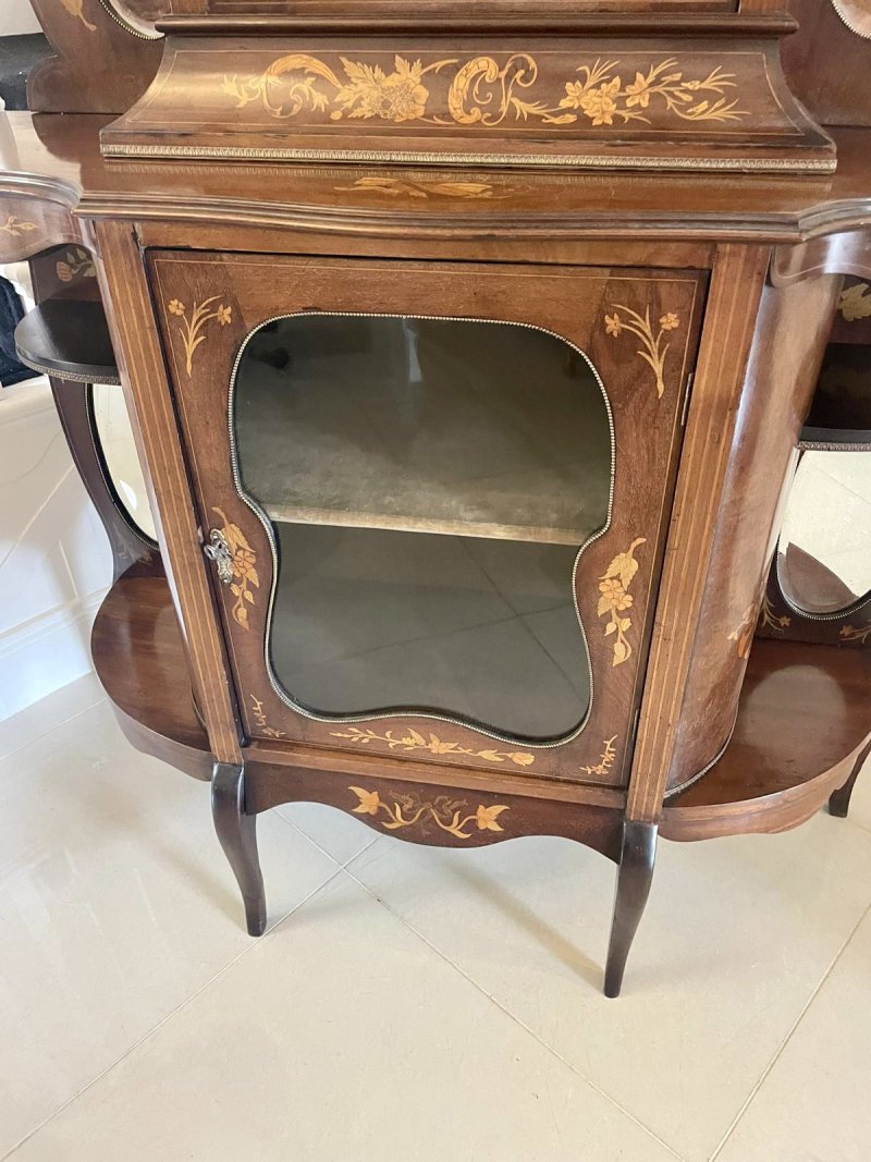 Antique Victorian Quality Marquetry Inlaid Mahogany Display Cabinet - Image 17