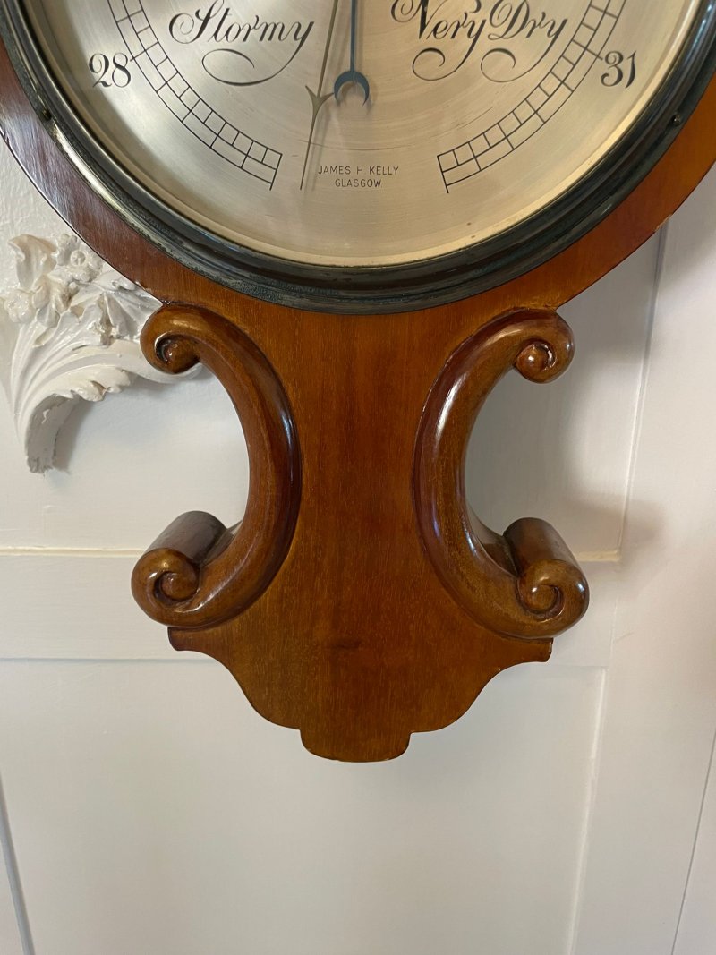 Antique Victorian Quality Mahogany Banjo Barometer by James H Kelly of Glasgow - Image 7
