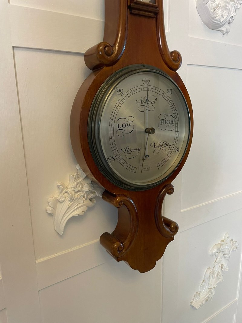 Antique Victorian Quality Mahogany Banjo Barometer by James H Kelly of Glasgow - Image 4