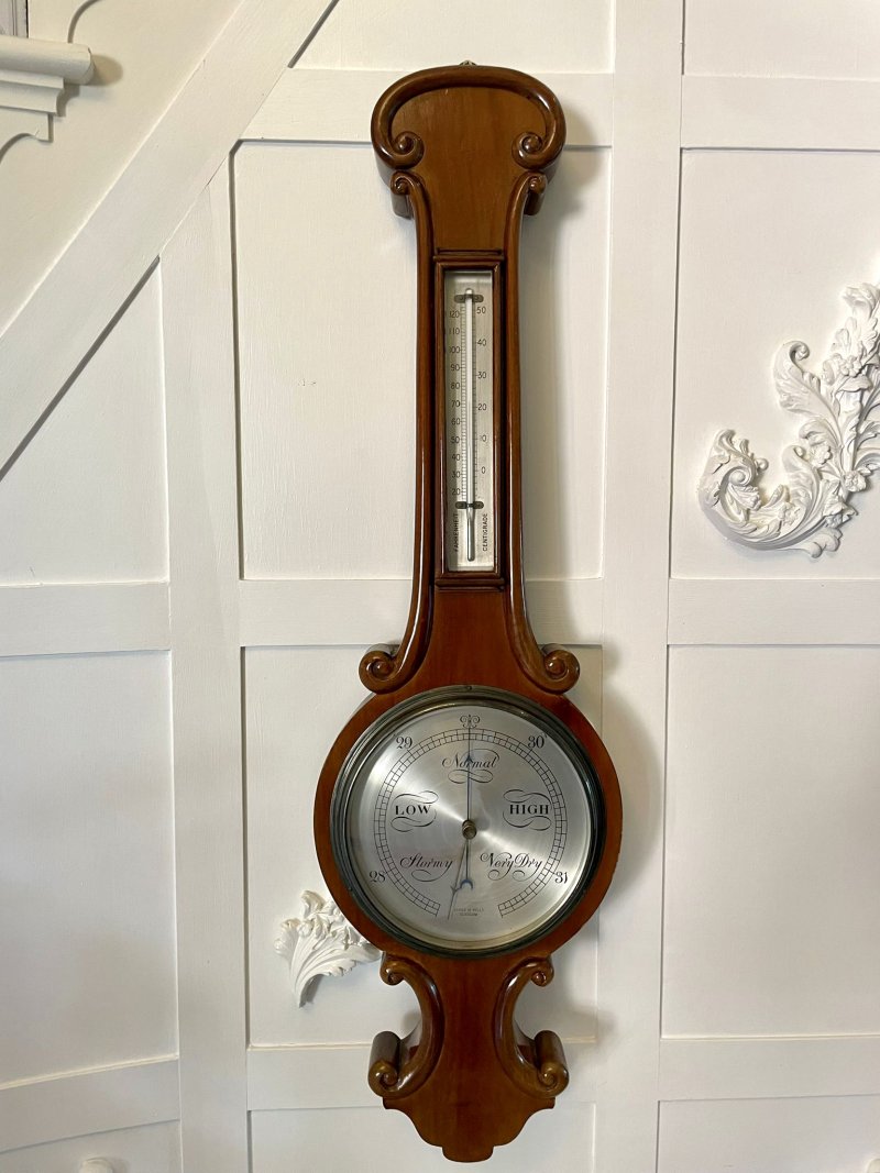 Antique Victorian Quality Mahogany Banjo Barometer by James H Kelly of Glasgow - Image 3