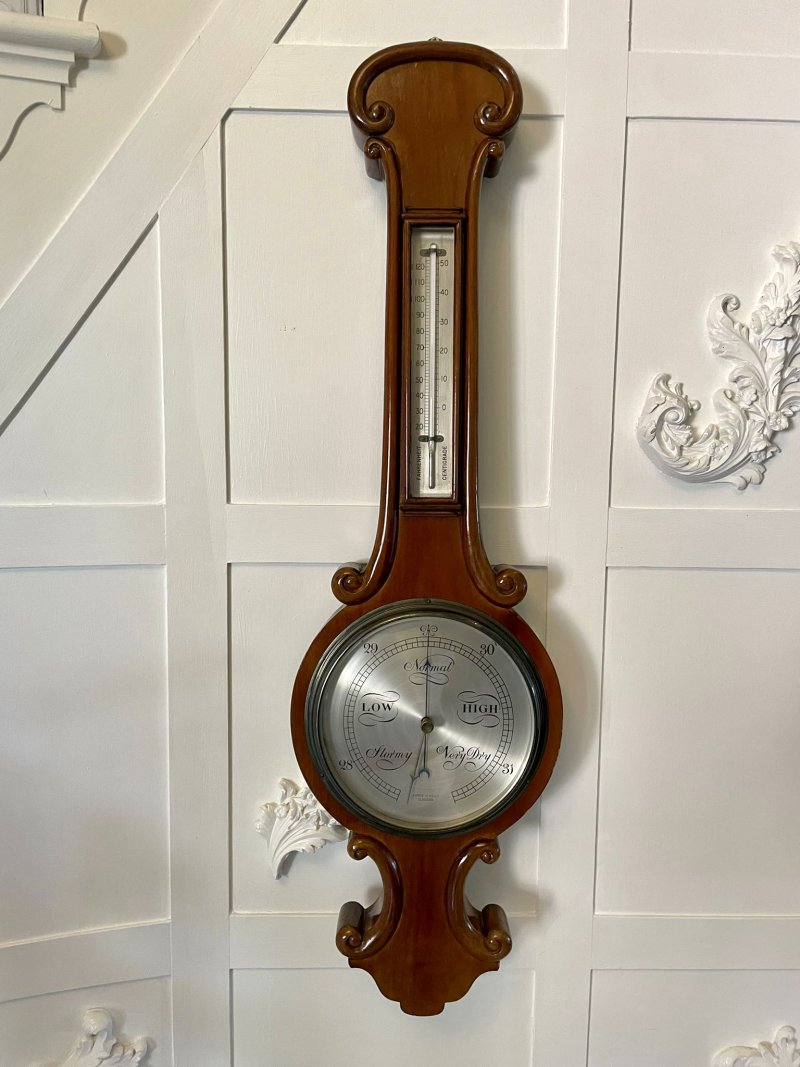 Antique Victorian Quality Mahogany Banjo Barometer by James H Kelly of Glasgow