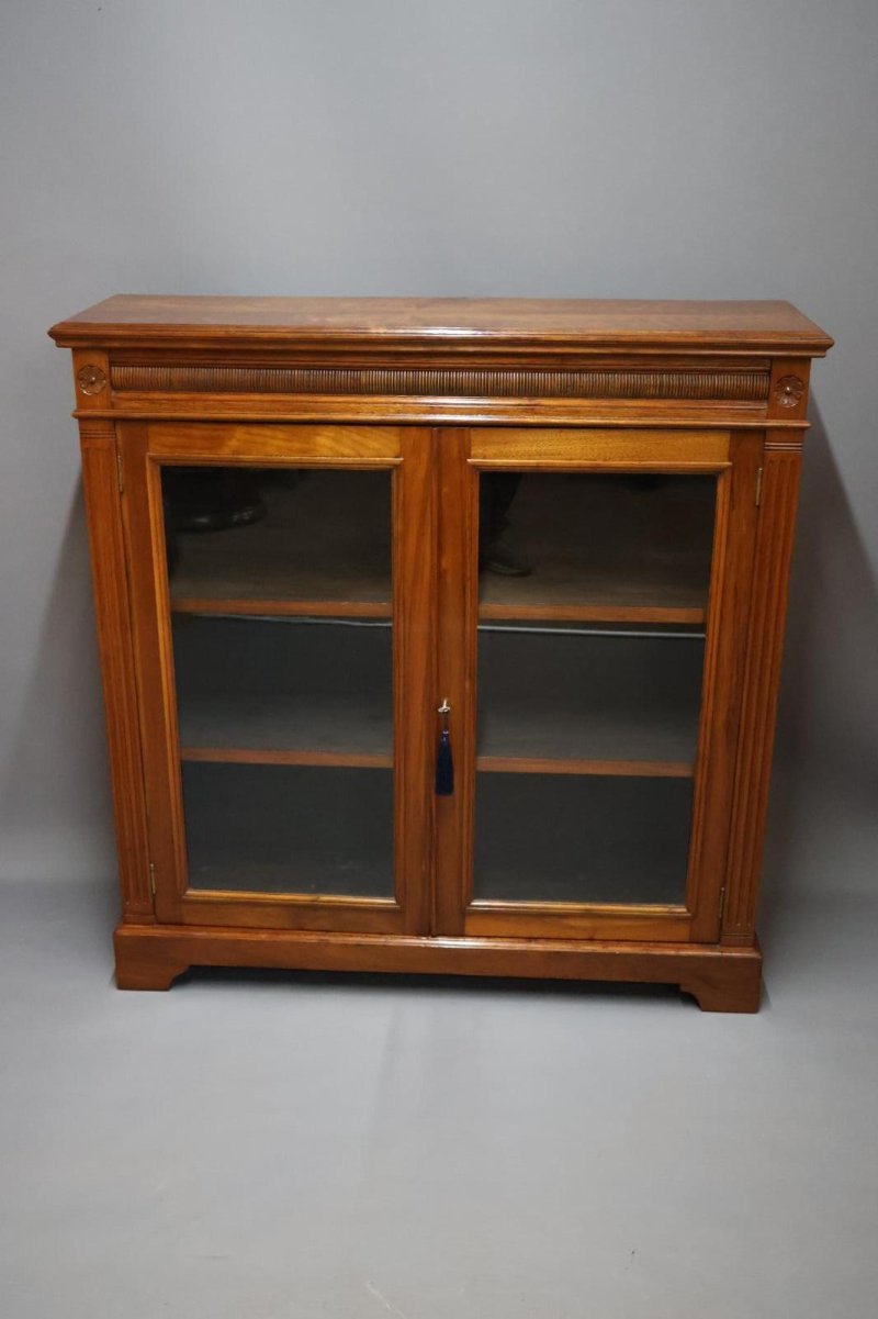 Edwardian Walnut Glazed Bookcase