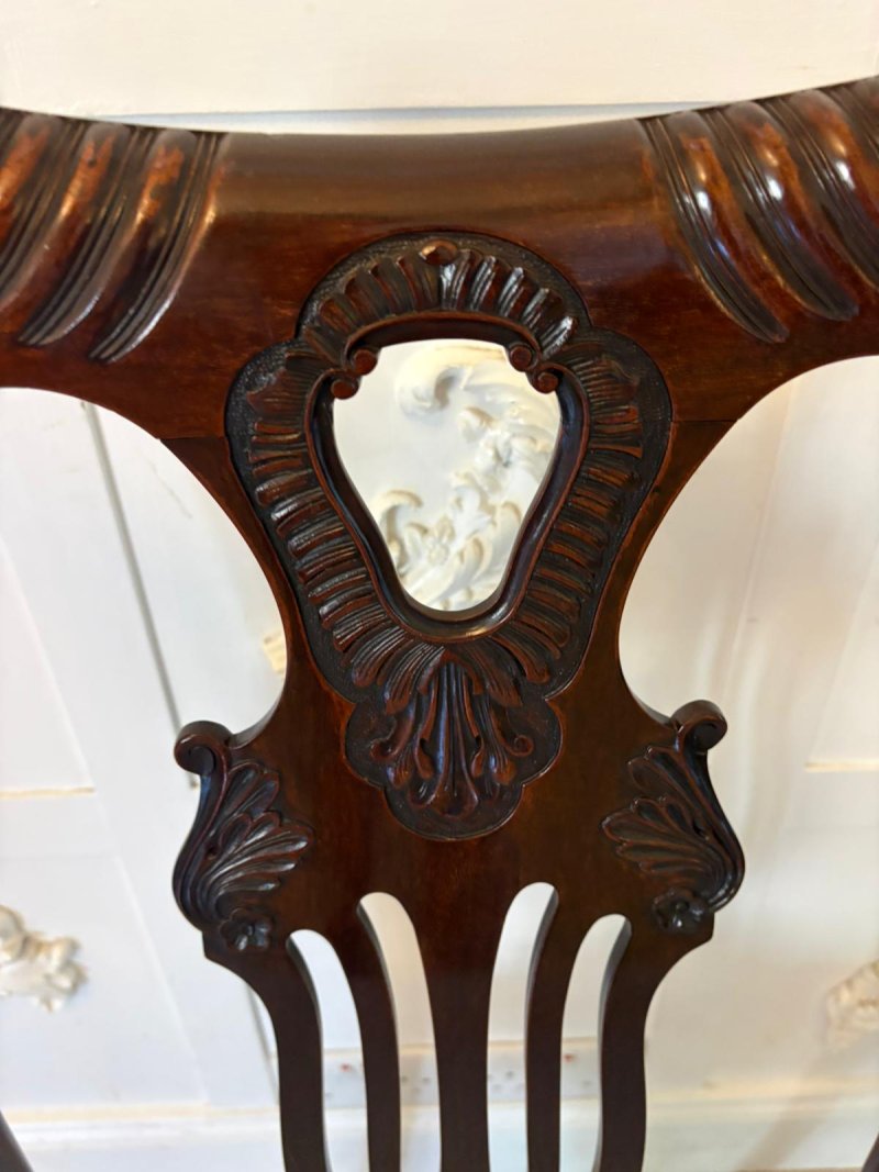 Antique Set of 10 Irish Mid 19th Century Carved Mahogany Dining Chairs Carvers Ball & Claw Feet - Image 11