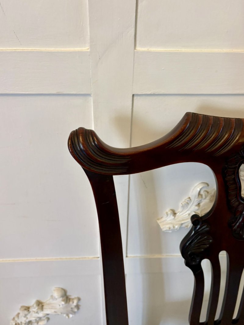 Antique Set of 10 Irish Mid 19th Century Carved Mahogany Dining Chairs Carvers Ball & Claw Feet - Image 17