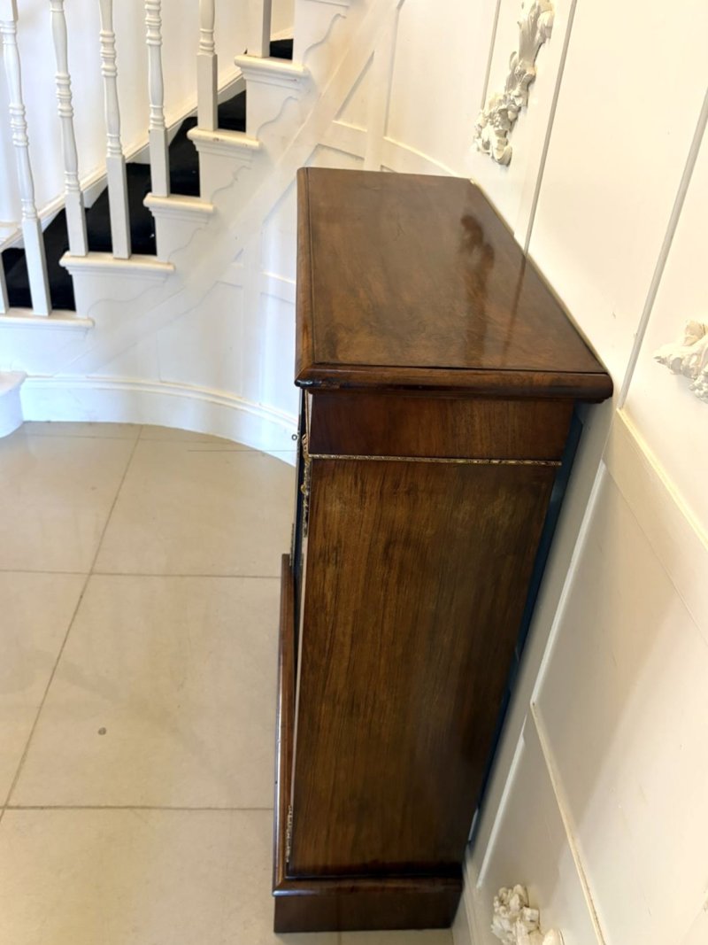 Antique Victorian Walnut Inlaid Glazed Pier Cabinet with Ormolu Mounts - Image 7