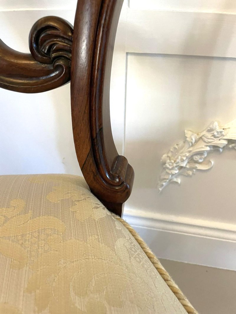 Fine Quality Set of 4 Antique Victorian Carved Rosewood Dining Chairs - Image 8