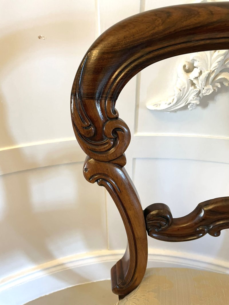 Fine Quality Set of 4 Antique Victorian Carved Rosewood Dining Chairs - Image 12