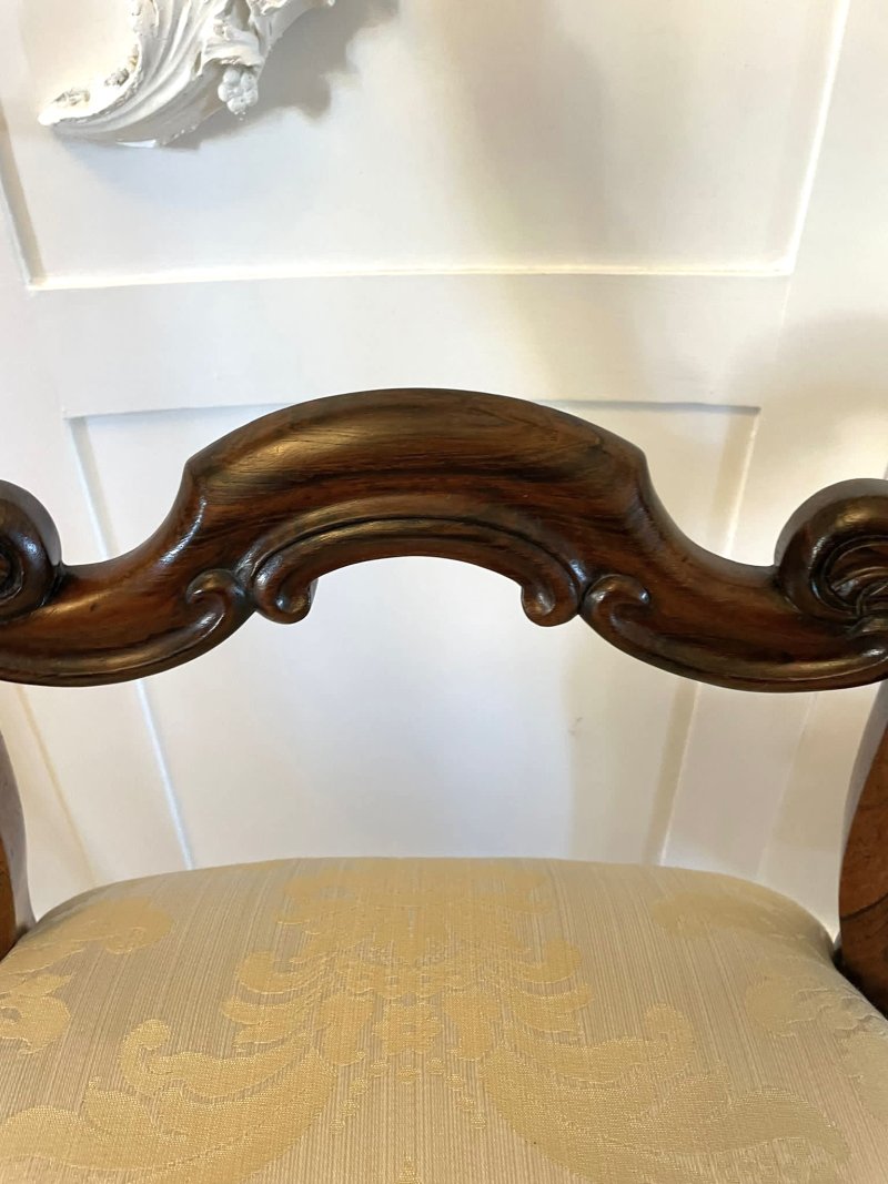 Fine Quality Set of 4 Antique Victorian Carved Rosewood Dining Chairs - Image 11
