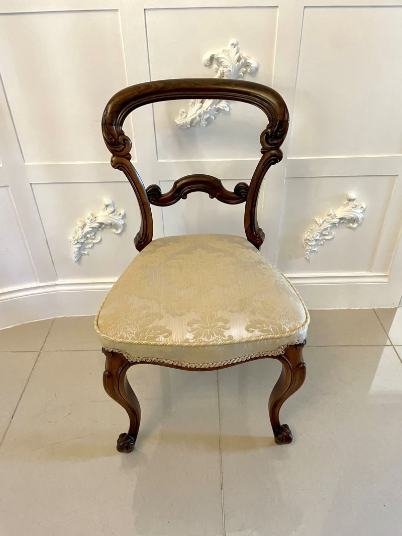 Fine Quality Set of 4 Antique Victorian Carved Rosewood Dining Chairs - Image 4