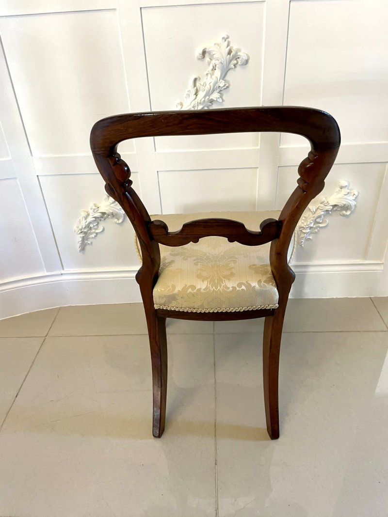 Fine Quality Set of 4 Antique Victorian Carved Rosewood Dining Chairs - Image 6