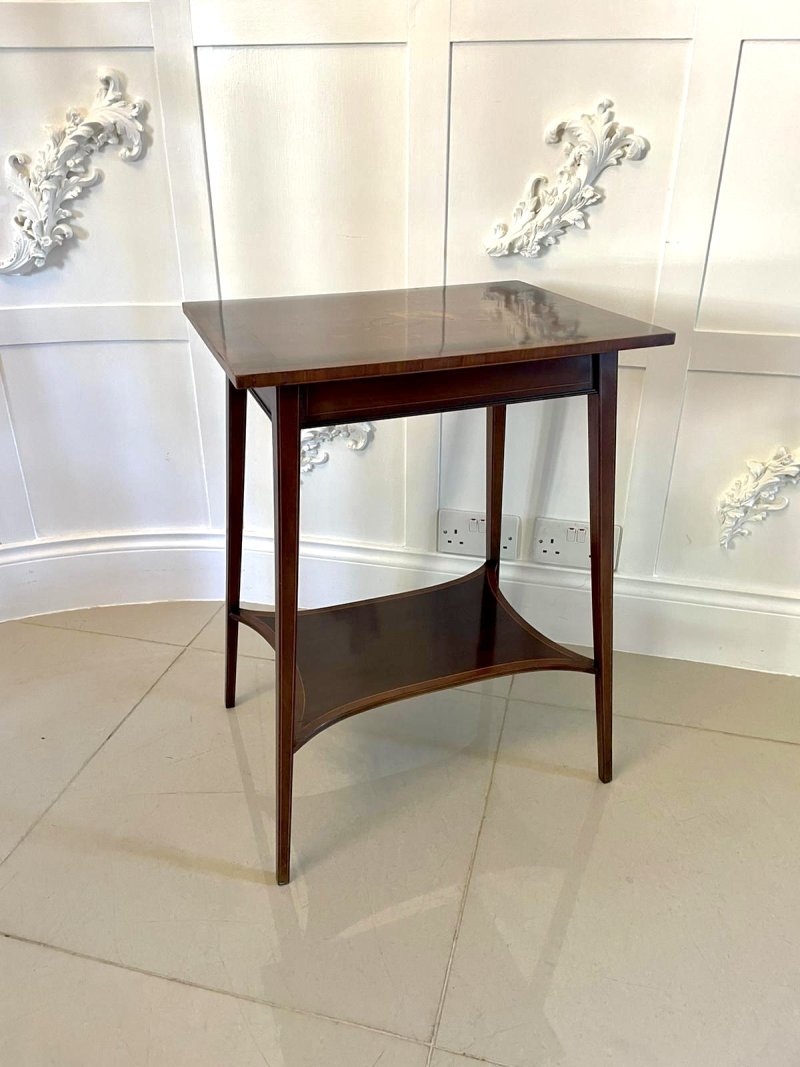 Fine Quality Antique Edwardian Mahogany Inlaid Lamp Table - Image 6