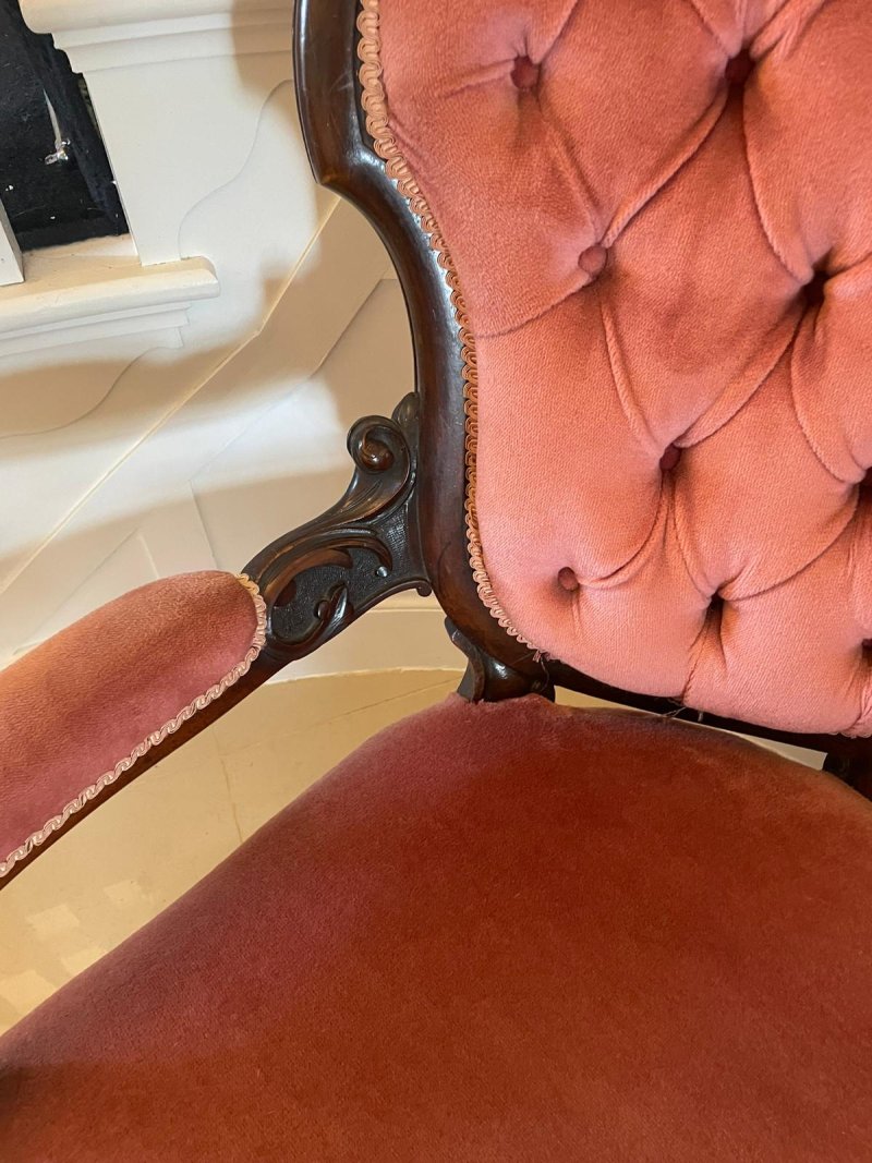 Fantastic Quality Antique Victorian Carved Walnut 3 Piece Suite - Image 9