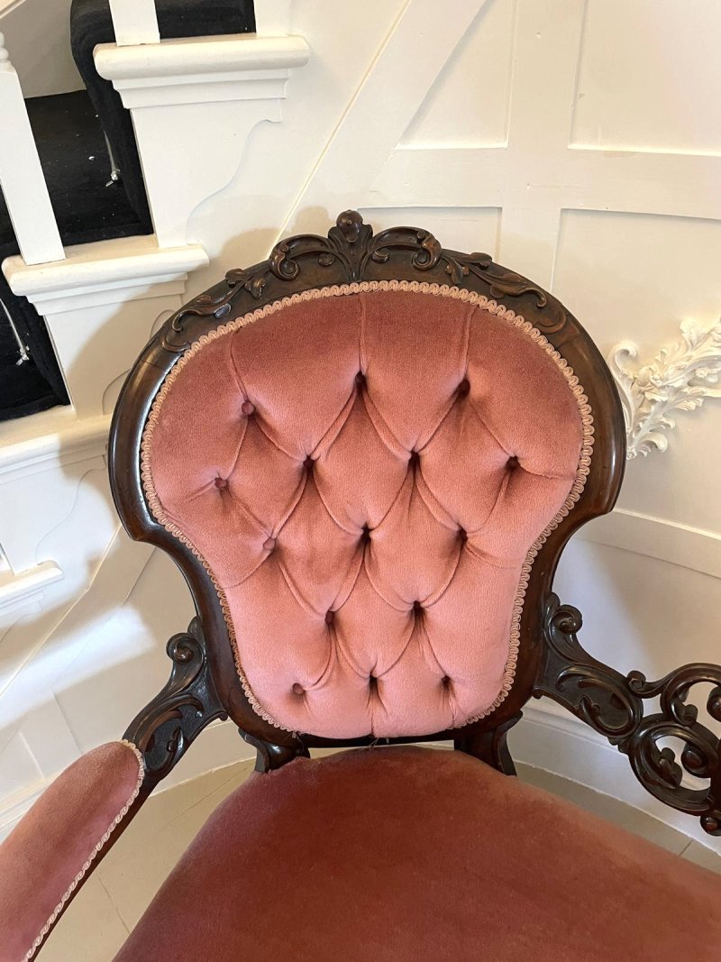 Fantastic Quality Antique Victorian Carved Walnut 3 Piece Suite - Image 14