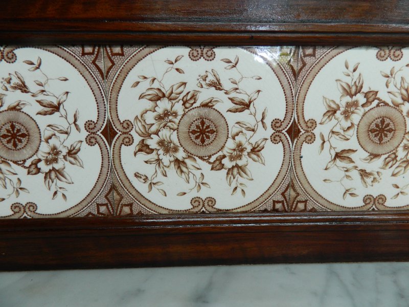 Victorian Marble Wash Stand with Tiled Back Mirror & 2 Drawers Mahogany - Image 4