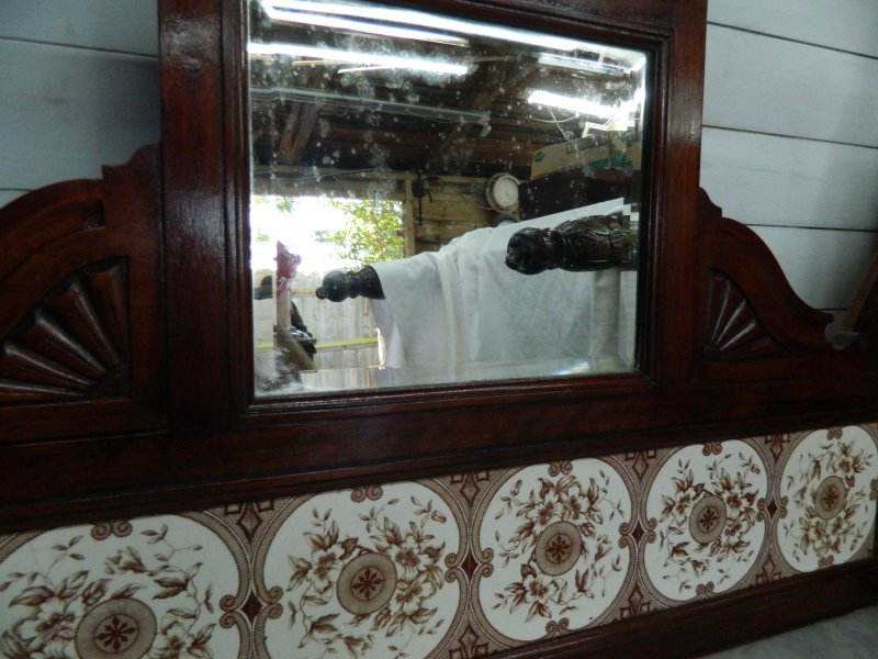 Victorian Marble Wash Stand with Tiled Back Mirror & 2 Drawers Mahogany - Image 5