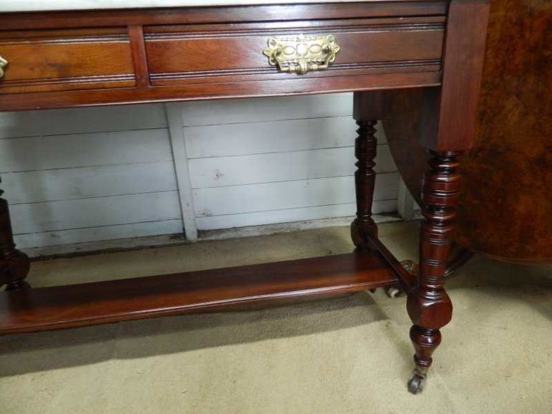 Victorian Marble Wash Stand with Tiled Back Mirror & 2 Drawers Mahogany - Image 12